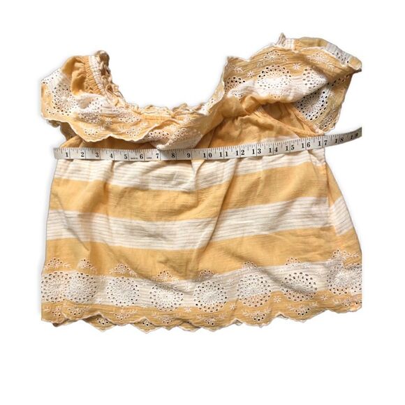 American Eagle Yellow Striped Off the Shoulder Cropped Blouse - Picture 8 of 10